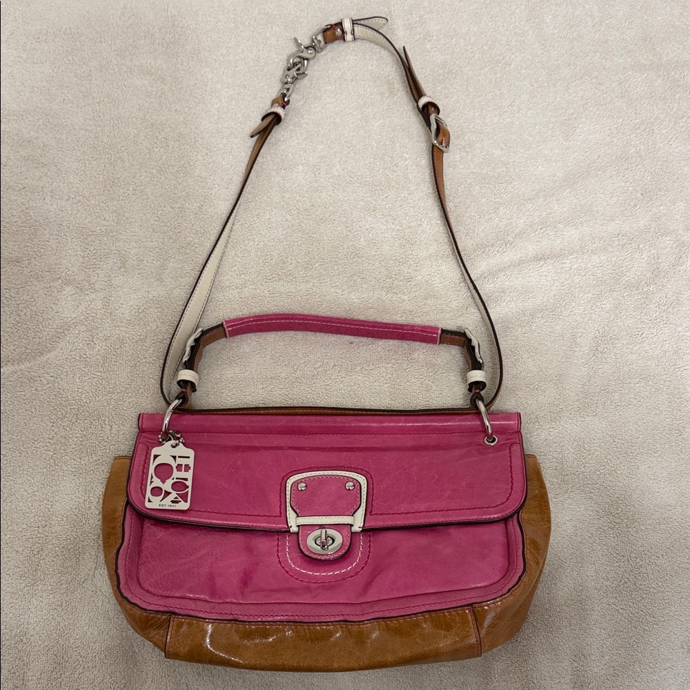 Coach Two-Tone Pink and Brown Shoulder Bag with Silver Hardware $100 or B/0 - Picture 7 of 17